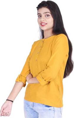 Yellow plain cotton tops 4