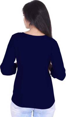 Blue plain cotton tops 2