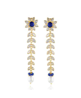 blue cute delicate long beautiful rosecut smart look earring 1