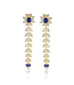 blue cute delicate long beautiful rosecut smart look earring