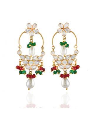 red green beautiful  party look rose cut stone earring 1