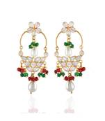 red green beautiful  party look rose cut stone earring