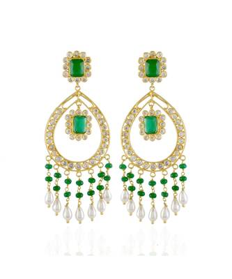 green stylish party look traditional design beautiful earring 1