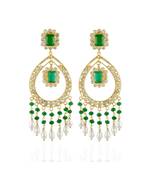 green stylish party look traditional design beautiful earring