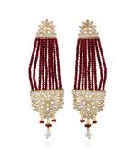 maroon passa style long beautiful designer rosecut stone earring