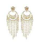 white pearl with rosecut stone classy traditional look party earring