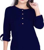 Blue plain cotton tops
