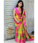 Multicoloured Check DesignKhadi Silk Handloom Saree With Blouse