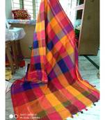 Multicoloured Check DesignKhadi Silk Handloom Saree With Blouse