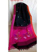 Magenta and Black Pallu Jamdani Work Handloom Saree With Blouse