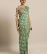 Traditional Designer Sea Green Color Bandhani Silk Saree
