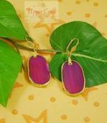 Raspberry Ice....Pink Magenta Agate Druzy Slice Earrings
