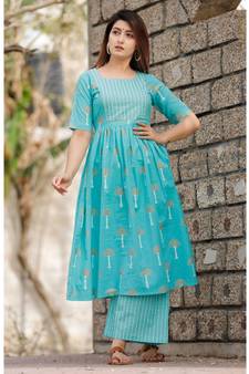 Sky Blue Floral Printed with Palazzo Set .