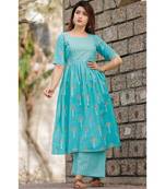 Sky Blue Floral Printed with Palazzo Set .