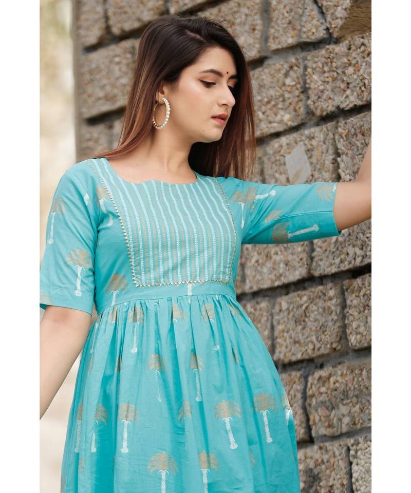 Sky Blue Floral Printed with Palazzo Set .