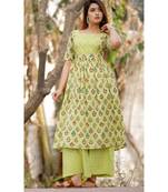 Lime Green Floral Printed With Palazzo Set
