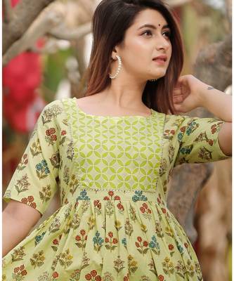 Lime Green Floral Printed With Palazzo Set 4
