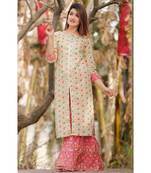 White Floral Printed Sharara Set And Delited With Gota Work .