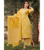 Yellow Mustard Floral Printed Palazzo Set . Delited With Gota Work