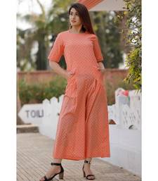 Peach Floral Printed Jumpsuit