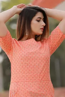 Peach Floral Printed Jumpsuit