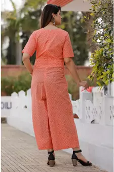 Peach Floral Printed Jumpsuit
