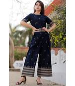 Navy Blue Floral Printed Jumpsuit