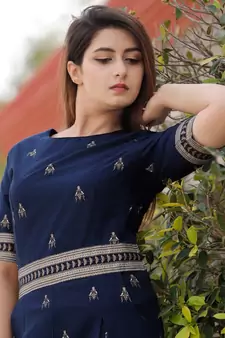 Navy Blue Floral Printed Jumpsuit
