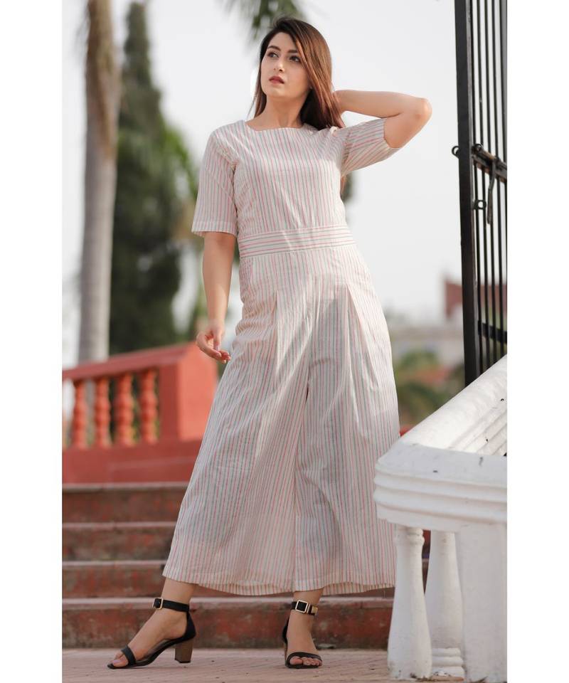 White Floral Printed Jumpsuit