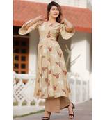 Beige Floral Printed Palazzo Set .