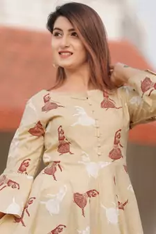 Beige Floral Printed Palazzo Set .