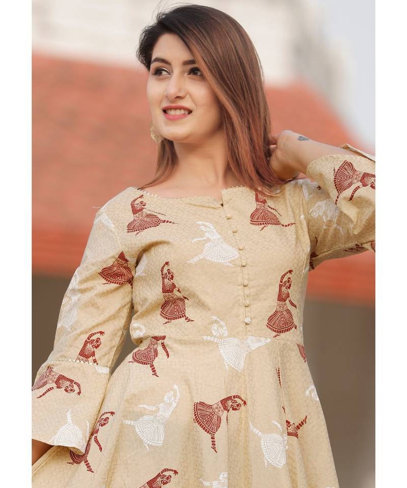 Beige Floral Printed Palazzo Set .