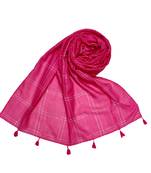 Pink  Designer Hand Work White Threaded Square Grid Hijab