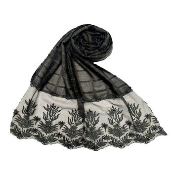 Black  Square Shaped Cotton Stole 1