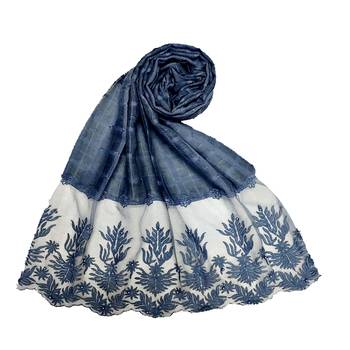 Blue  Square Shaped Cotton Stole 1