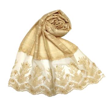 Cream  Square Shaped Cotton Stole 1