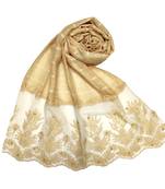Cream  Square Shaped Cotton Stole