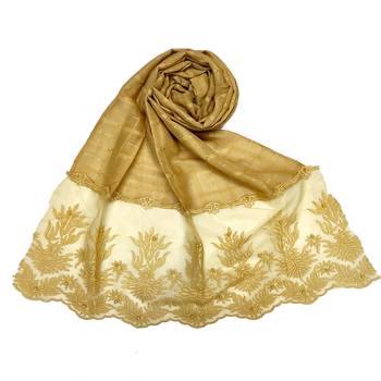 Yellow  Square Shaped Cotton Stole 1