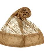 Brown  Diamond And Pearl Studed Cotton Hijab