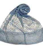 Blue  Diamond And Pearl Studed Cotton Hijab