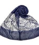 Blue  Diamond And Pearl Studed Cotton Hijab