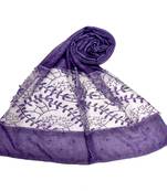 Purple  Diamond And Pearl Studed Cotton Hijab