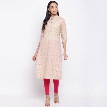 women's printed/embroidered straight cotton beige kurti 6