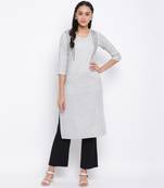 women's printed straight rayon grey kurti