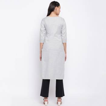 women's printed straight rayon grey kurti 2