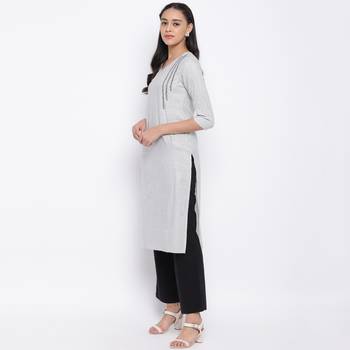 women's printed straight rayon grey kurti 3