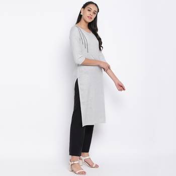 women's printed straight rayon grey kurti 4