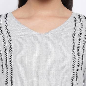 women's printed straight rayon grey kurti 5
