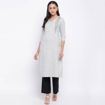women's printed straight rayon grey kurti 6