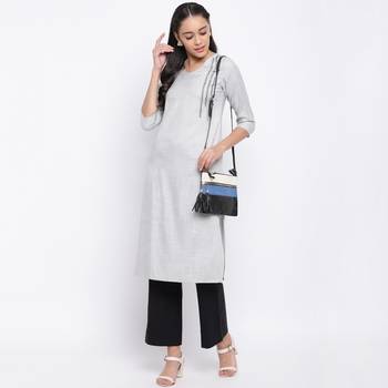 women's printed straight rayon grey kurti 7